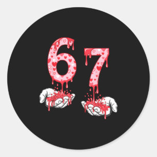 Valentines Day 67 Meme Six Seven 6 7 Valentine Hea Classic Round Sticker