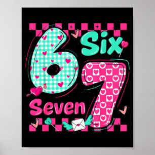 Valentine's Day 6 7 Six Seven Preppy Hearts Couple Poster
