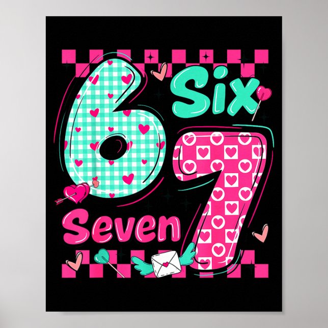 Valentine's Day 6 7 Six Seven Preppy Hearts Couple Poster (Front)