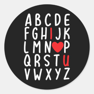 Valentine's Day Abc I Love You Heart Teacher Gift Classic Round Sticker