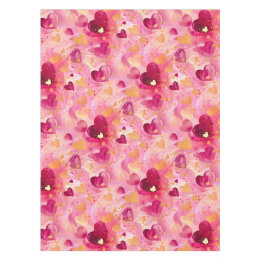 Valentine's Day Abstract Hearts Pink Gold Tablecloth