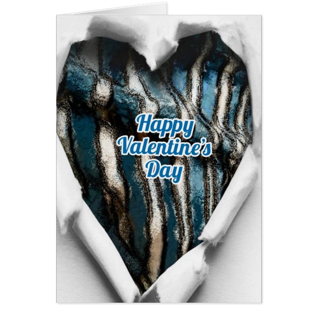 Valentine's Day Abstract torn heart blue stripes (Front)