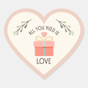 Valentines day - All you need is love Heart Sticker