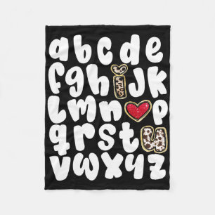 Valentines Day Alphabet Abc I Love You Teacher Wom Fleece Blanket