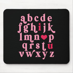Valentines Day Alphabet Abc I Love You Teacher Wom Mouse Pad