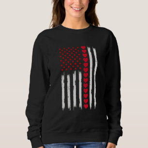 Valentines Day American Flag Hearts Valentine's da Sweatshirt