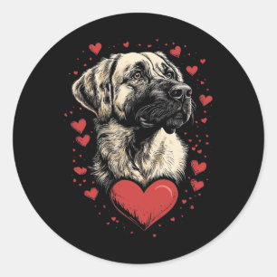 Valentine's Day Anatolian Shepherd Dog Classic Round Sticker