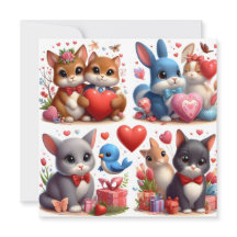 Valentine's Day Animals with Hearts 