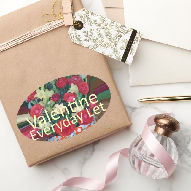 Valentine's Day Art Print Oval Sticker (Gifting)