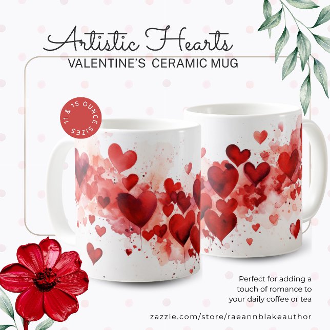 Valentine's Day Artistic Hearts Ceramic Coffee Mug (Creator Uploaded)