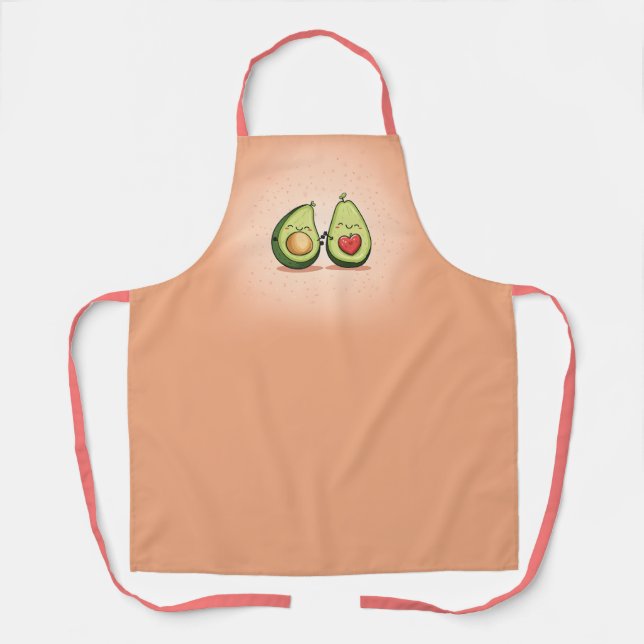 Valentines Day Avocado Halves Love Pattern Apron (Front)