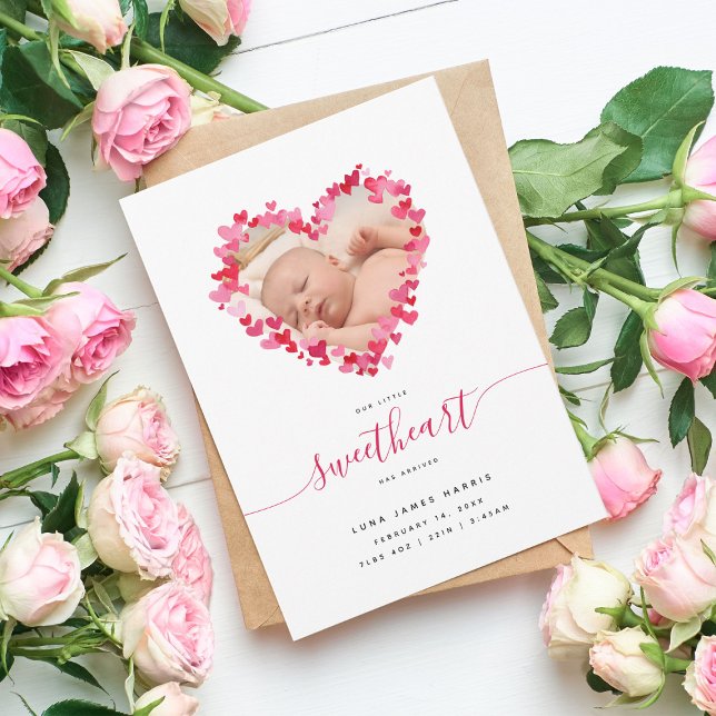 Valentine's Day Baby Flat Announcement Card (Creator Uploaded)