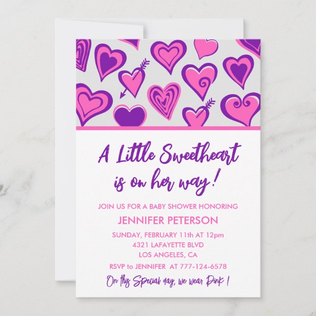 Valentines day baby shower A little sweetheart Invitation (Front)
