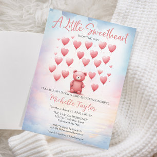 Valentine's Day baby Shower Cute Bear Sweetheart Invitation