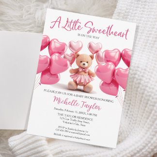 Valentine's Day baby Shower Cute Bear Sweetheart Invitation