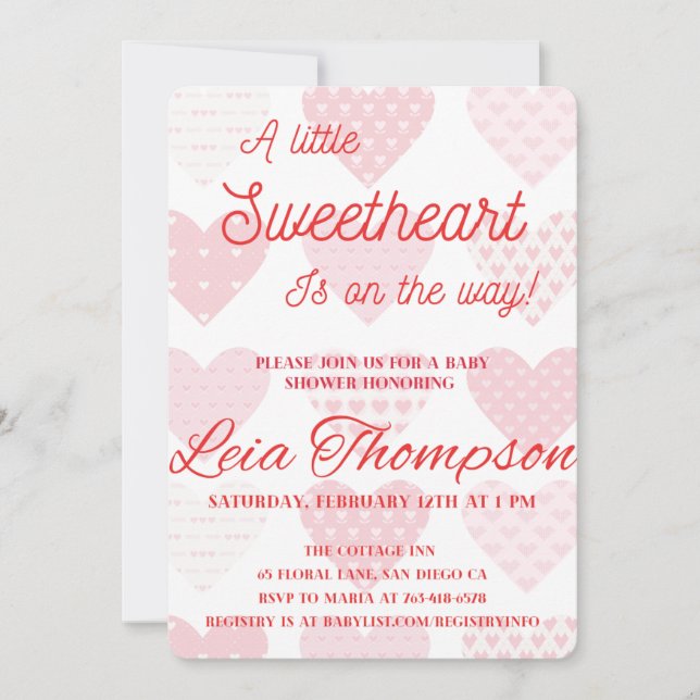 Valentines day baby shower invitation  (Front)