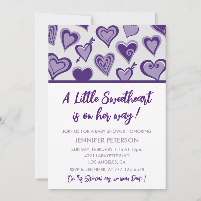 Valentines day baby shower invitation girl (Front)