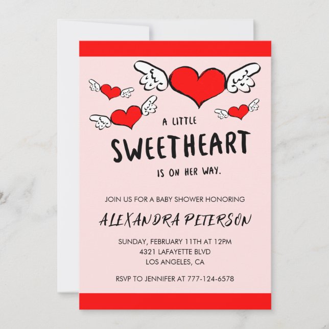 Valentines day baby shower newborn hearts invitation (Front)