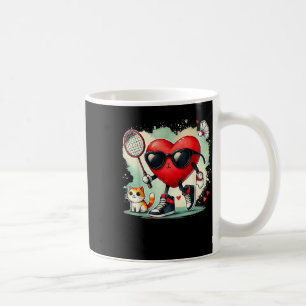 Valentines Day Badminton Lover Heart Shuttle Cat L Coffee Mug