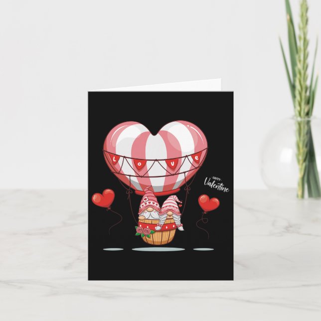 Valentines Day Balloon With Gnome Ba  Card (Front)