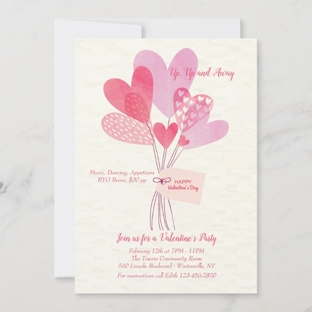 Valentine's Day Balloons Invitation (Front)