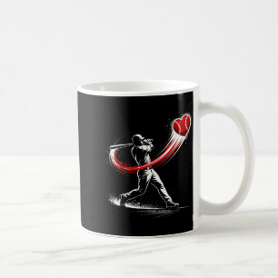 Valentines day baseball batter silhouette heart  coffee mug