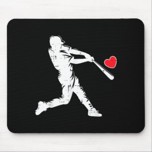 Valentines Day Baseball Batter Silhouette Heart Me Mouse Pad