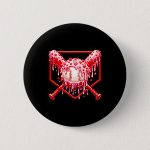 Valentines Day Baseball Boys Ice Cream Drip Heart  6 Cm Round Badge