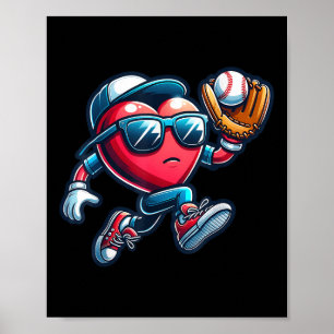 Valentines Day Baseball Boys Kids Funny Poster