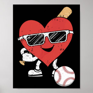 Valentines Day Baseball Cute Sports Men Boys Kids  Poster