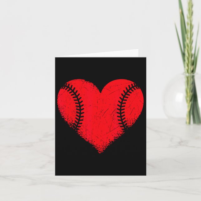 Valentines Day Baseball Heart Sport Boys Teens Gir Card (Front)