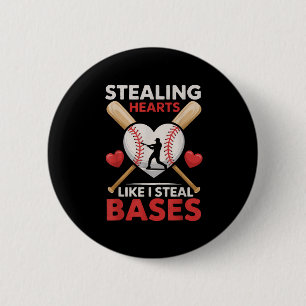 Valentines Day Baseball Stealing Hearts Like I Ste 6 Cm Round Badge