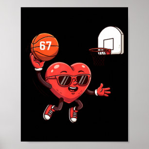 Valentines Day Basketball 67 Heart Sports Coach Me Poster