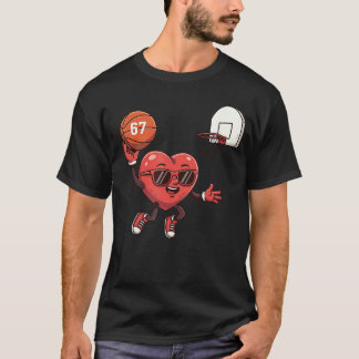 Valentines Day Basketball 67 Heart Sports Coach Me T-Shirt