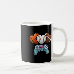 Valentines Day Basketball Baseball Football Hearts Coffee Mug