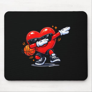 Valentines day basketball funny dabbing red heart mouse pad