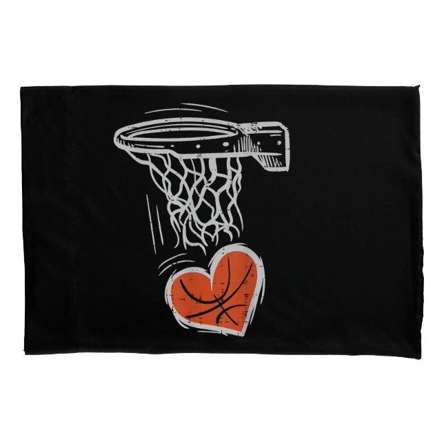 Valentines Day Basketball Heart Men Women Girls Ki Pillowcase (Front)
