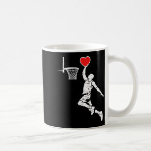 Valentines day basketball silhouette heart dunking coffee mug