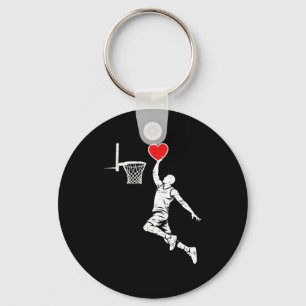 Valentines day basketball silhouette heart dunking key ring