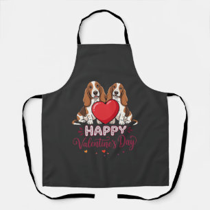 Valentine's Day Basset Hound Floral Dog Apron