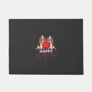 Valentine's Day Basset Hound Floral Dog Doormat
