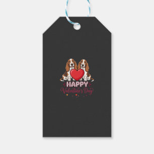 Valentine's Day Basset Hound Floral Dog Gift Tags