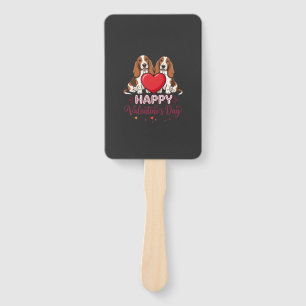 Valentine's Day Basset Hound Floral Dog Hand Fan