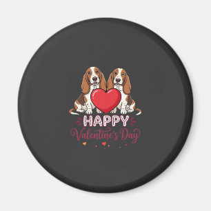 Valentine's Day Basset Hound Floral Dog Magnet
