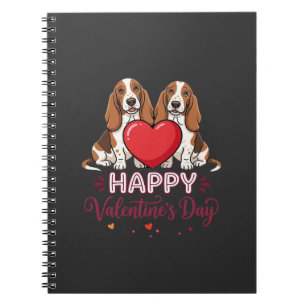 Valentine's Day Basset Hound Floral Dog Notebook