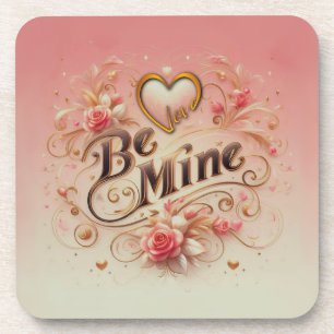 Valentine's Day Be Mine Design with Heart, Quote Coaster