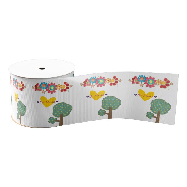 Valentine's Day Be Mine Floral Ribbon Grosgrain Ribbon (Spool)