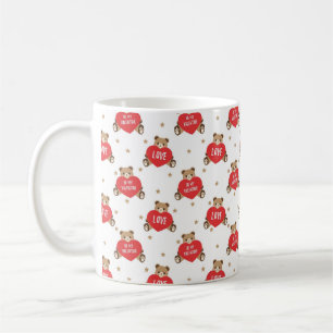 Valentines Day Be My Valentine Hearts & Teddy Bear Coffee Mug