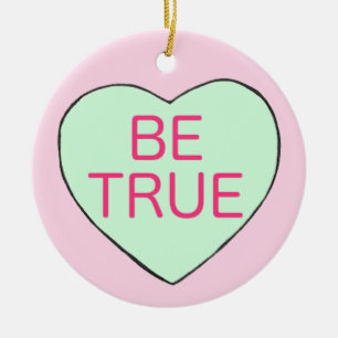 Valentine's Day BE TRUE Candy Conversation Heart Ceramic Tree Decoration