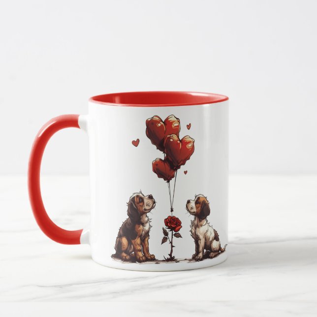 Valentines Day Beagle Dogs Mug (Left)